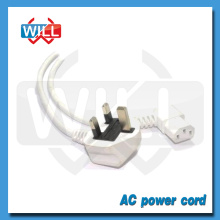 BS approval 3pin white uk power cord with IEC C13